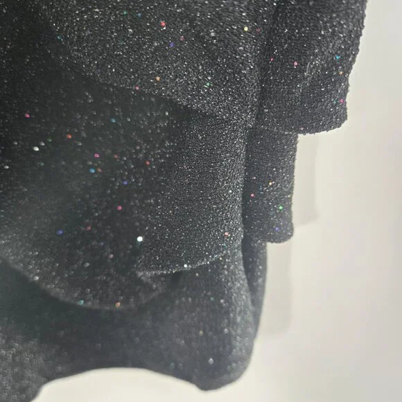 Vintage Zenobia Black Y2K Glitter Shimmer Going Out Blouse 3XL - Picture 6 of 11